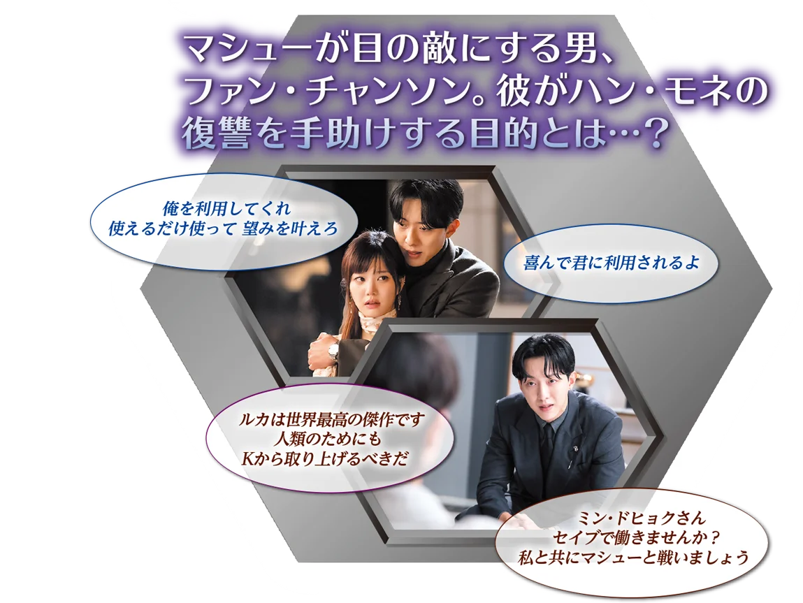 マシューが目の敵にする男、ファン・チャンソン。彼がハン・モネの復讐を手助けする目的とは…？