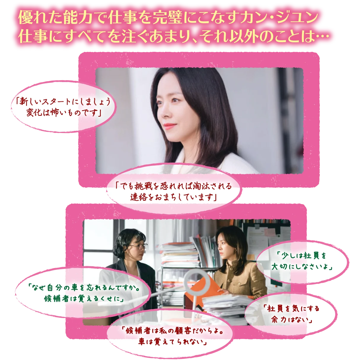 優れた能力で仕事を完璧にこなすカン・ジユン 仕事にすべてを注ぐあまり、それ以外のことは…