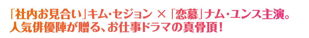 「社内お見合い」キム・セジョン × 「恋慕」ナム・ユンス主演。人気俳優陣が贈る、お仕事ドラマの真骨頂！